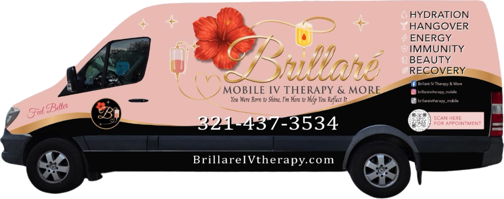 Brillaré luxury mobile IV therapy van in blush pink and black